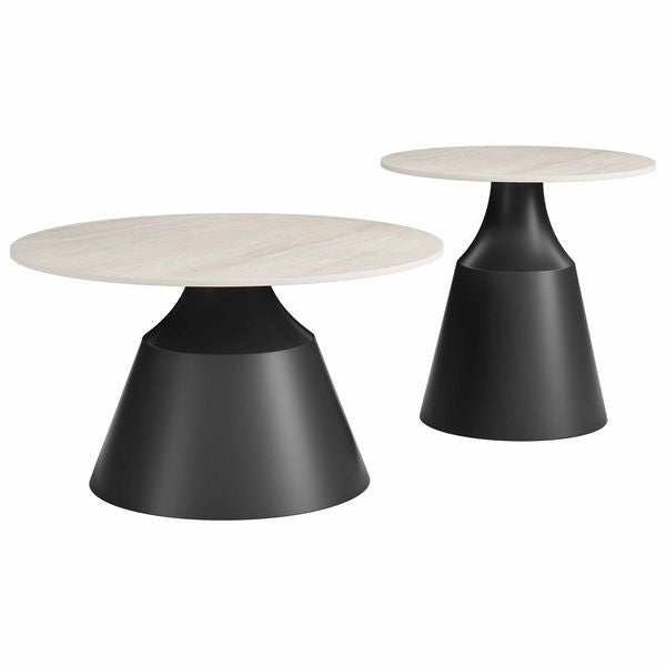 Table Camella basse Set, Light Beige/Noir