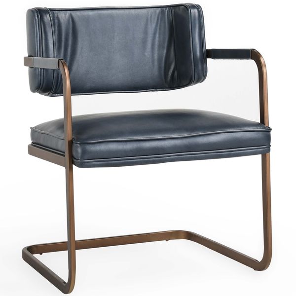 Fonda Cuir Dining Chaise, Ocean Bleu, Lot de 2