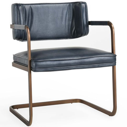 Fonda Cuir Dining Chaise, Ocean Bleu, Lot de 2