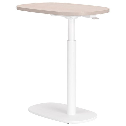 Buddy Adjustable Rotating Table d'appoint, Naturel/Blanc